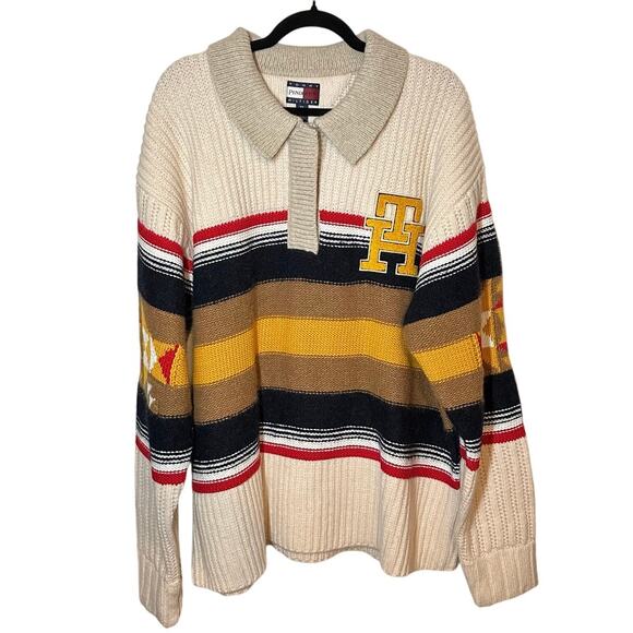 NEW Tommy Hilfiger x Pendleton Men's Valley Stripe Rugby Jumper Sweater Size XXL - Picture 2 of 16